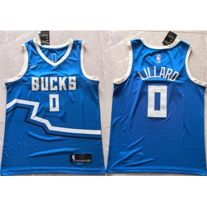 Men's Milwaukee Bucks #0 Damian Lillard Royal 2024 City Edition Stitched Basketball Jersey