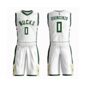 Men's Milwaukee Bucks #0 Donte DiVincenzo Authentic White Basketball Suit Jersey - Association Edition