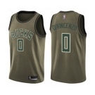 Men's Milwaukee Bucks #0 Donte DiVincenzo Swingman Green Salute to Service Basketball Jersey