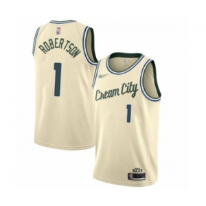 Men's Milwaukee Bucks #1 Oscar Robertson Authentic Cream Basketball Jersey - 2019-20 City Edition