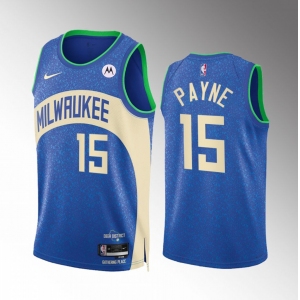 Men's Milwaukee Bucks #15 Cameron Payne Blue 2023-24 City Edition Stitched Basketball Jersey