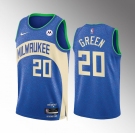 Men's Milwaukee Bucks #20 AJ Green Blue 2023-24 City Edition Stitched Basketball Jersey