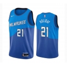 Men's Milwaukee Bucks #21 Holiday  Nike Blue 2020-21 Swingman Player Jersey