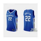 Men's Milwaukee Bucks #22 Khris Middleton 2022-23 City Edition Blue Stitched Basketball Jersey