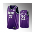 Men's Milwaukee Bucks #22 Khris Middleton 2022-23 Purple Classic Edition Swingman Stitched Basketball Jersey