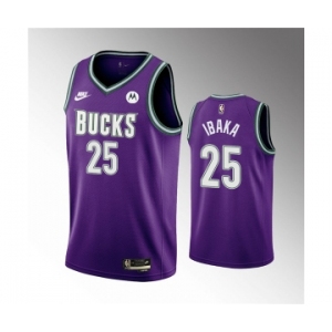 Men's Milwaukee Bucks #25 Serge Ibaka 2022-23 Purple Classic Edition Swingman Stitched Basketball Jersey