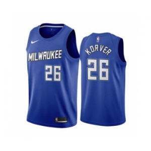Men's Milwaukee Bucks #26 Kyle Korver Navy City Edition New Uniform 2020-21 Stitched Basketball Jersey