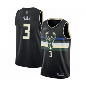 Men's Milwaukee Bucks #3 George Hill Swingman Black Finished Basketball Jersey - Statement Edition