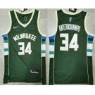 Men's Milwaukee Bucks #34 Giannis Antetokounmpo 75th Anniversary Diamond Green 2021 Stitched Jersey