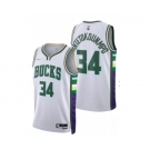 Men's Milwaukee Bucks #34 Giannis Antetokounmpo 75th Anniversary Diamond White 2021 Stitched Jersey