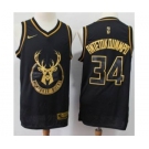 Men's Milwaukee Bucks #34 Giannis Antetokounmpo Black Gold Basketball Swingman Limited Edition Jersey