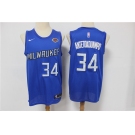 Men's Milwaukee Bucks #34 Giannis Antetokounmpo Blue Basketball Jersey 2021 New