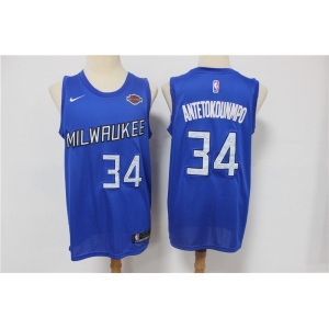 Men's Milwaukee Bucks #34 Giannis Antetokounmpo Blue Basketball Jersey 2021 New