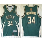 Men's Milwaukee Bucks #34 Giannis Antetokounmpo Green Nike Swingman 2021 Champions Earned Edition Stitched Jersey