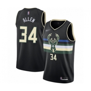 Men's Milwaukee Bucks #34 Ray Allen Authentic Black Finished Basketball Jersey - Statement Edition