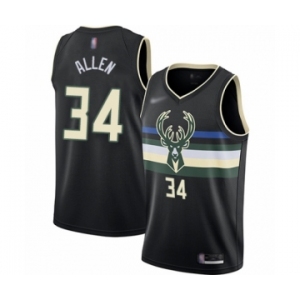 Men's Milwaukee Bucks #34 Ray Allen Swingman Black Finished Basketball Jersey - Statement Edition