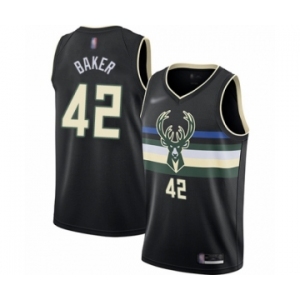 Men's Milwaukee Bucks #42 Vin Baker Authentic Black Finished Basketball Jersey - Statement Edition