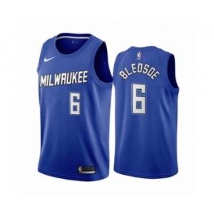 Men's Milwaukee Bucks #6 Eric Bledsoe Navy City Edition New Uniform 2020-21 Stitched Basketball Jersey