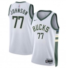 Men's Milwaukee Bucks #77 AJ Johnson White 2024 Draft Association Edition Stitched Basketball Jersey