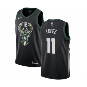 Men's Nike Milwaukee Bucks #11 Brook Lopez Authentic Black NBA Jersey - Statement Edition