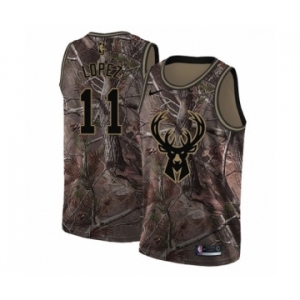 Men's Nike Milwaukee Bucks #11 Brook Lopez Swingman Camo Realtree Collection NBA Jersey