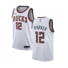 Men's Nike Milwaukee Bucks #12 Jabari Parker Swingman White Fashion Hardwood Classics NBA Jersey