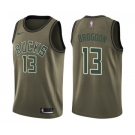 Men's Nike Milwaukee Bucks #13 Malcolm Brogdon Swingman Green Salute to Service NBA Jersey