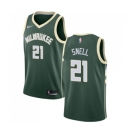 Men's Nike Milwaukee Bucks #21 Tony Snell Swingman Green Road NBA Jersey - Icon Edition