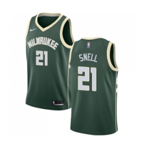 Men's Nike Milwaukee Bucks #21 Tony Snell Swingman Green Road NBA Jersey - Icon Edition