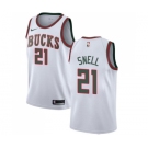 Men's Nike Milwaukee Bucks #21 Tony Snell Swingman White Fashion Hardwood Classics NBA Jersey