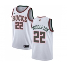 Men's Nike Milwaukee Bucks #22 Khris Middleton Swingman White Fashion Hardwood Classics NBA Jersey