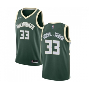 Men's Nike Milwaukee Bucks #33 Kareem Abdul-Jabbar Swingman Green Road NBA Jersey - Icon Edition