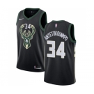 Men's Nike Milwaukee Bucks #34 Giannis Antetokounmpo Swingman Black Alternate NBA Jersey - Statement Edition