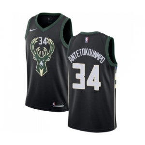 Men's Nike Milwaukee Bucks #34 Giannis Antetokounmpo Swingman Black Alternate NBA Jersey - Statement Edition