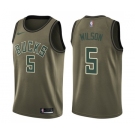 Men's Nike Milwaukee Bucks #5 D. J. Wilson Swingman Green Salute to Service NBA Jersey