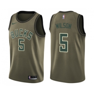 Men's Nike Milwaukee Bucks #5 D. J. Wilson Swingman Green Salute to Service NBA Jersey