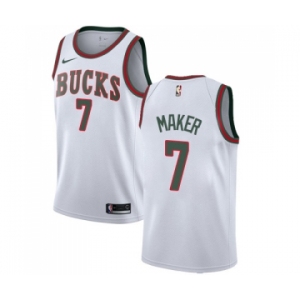 Men's Nike Milwaukee Bucks #7 Thon Maker Swingman White Fashion Hardwood Classics NBA Jersey