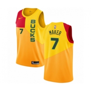 Men's Nike Milwaukee Bucks #7 Thon Maker Swingman Yellow NBA Jersey - City Edition