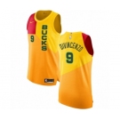 Men's Nike Milwaukee Bucks #9 Donte DiVincenzo Authentic Yellow NBA Jersey - City Edition