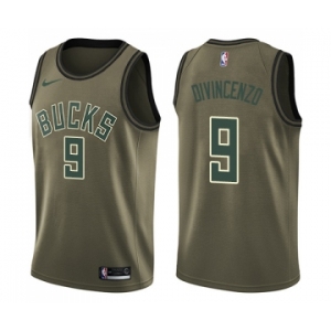 Men's Nike Milwaukee Bucks #9 Donte DiVincenzo Swingman Green Salute to Service NBA Jersey