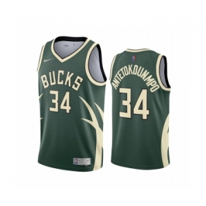 Milwaukee Bucks #34 Giannis Antetokounmpo Green NBA Swingman 2020-21 Earned Edition Jersey