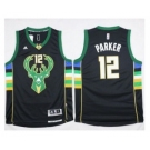 NBA Men Milwaukee Bucks #12 Jabari Parker Black Alternate Stitched Jersey