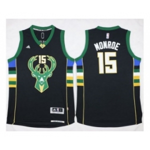 NBA Men Milwaukee Bucks #15 Greg Monroe Black Stitched Jersey