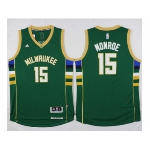 NBA Men Milwaukee Bucks #15 Greg Monroe Green Stitched Jersey