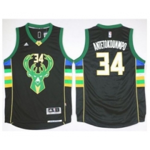 NBA Men Milwaukee Bucks #34 Giannis Antetokounmpo Black Alternate Stitched Jersey