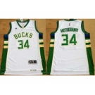 NBA Men Milwaukee Bucks #34 Giannis Antetokounmpo White Revolution 30 Stitched jersey