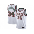 Nike Milwaukee Bucks #34 Giannis Antetokounmpo White Throwback Hardwood Classics NBA Swingman Jersey