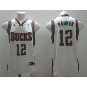 nba milwaukee bucks #12 parker white[revolution 30 swingman]